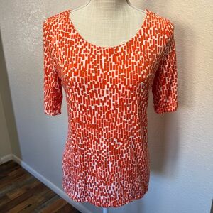 Chico's Vibrant Orange and White Blouse - Size 0 (Small)
